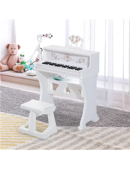 HOMCOM 37 Keys Kids Piano Mini Electronic Keyboard Light Kids Musical Instrument Educational Game Children Grand Piano Toy Set w