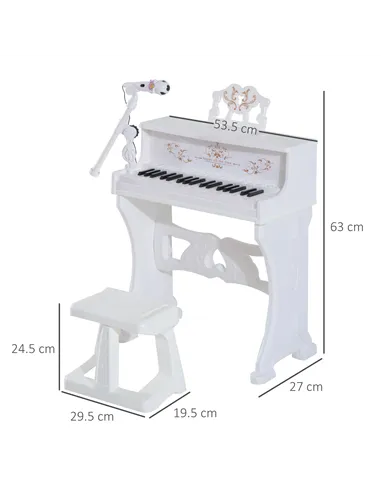 HOMCOM 37 Keys Kids Piano Mini Electronic Keyboard Light Kids Musical Instrument Educational Game Children Grand Piano Toy Set w
