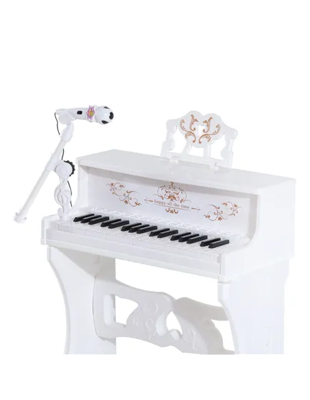 HOMCOM 37 Keys Kids Piano Mini Electronic Keyboard Light Kids Musical Instrument Educational Game Children Grand Piano Toy Set w