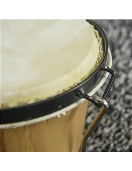 HOMCOM Wooden Bongo Drum Set Φ7.75" & Φ7" w/ Drum Head, Percussion Instrument, Drums, Tuning Wrench For Adults Beginners