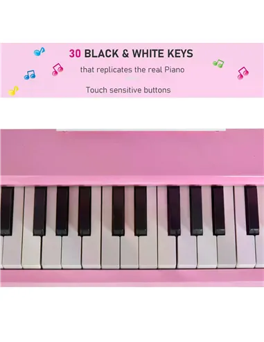 HOMCOM 30 Keys Mini Kids Piano for Child with Music Stand and Bench Best Gifts Toy