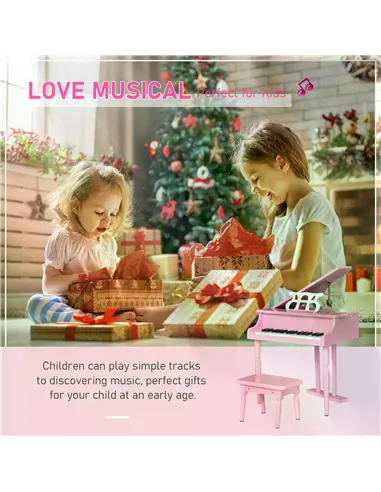 HOMCOM 30 Keys Mini Kids Piano for Child with Music Stand and Bench Best Gifts Toy