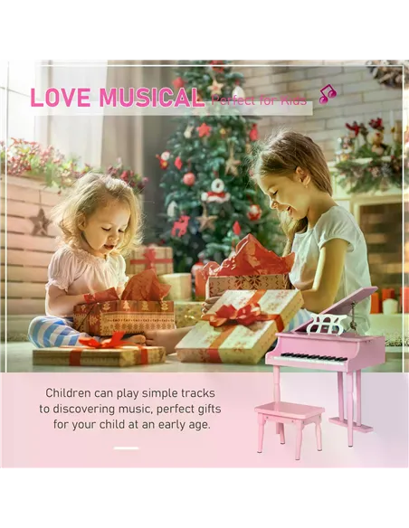 HOMCOM 30 Keys Mini Kids Piano for Child with Music Stand and Bench Best Gifts Toy