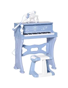 HOMCOM 37 Keys Kids Piano Mini Electronic Keyboard Light Kids Musical Instrument Educational Game Children Grand Piano Toy Set w