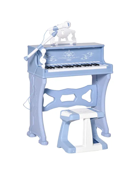HOMCOM 37 Keys Kids Piano Mini Electronic Keyboard Light Kids Musical Instrument Educational Game Children Grand Piano Toy Set w