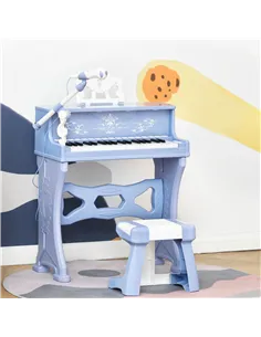 HOMCOM 37 Keys Kids Piano Mini Electronic Keyboard Light Kids Musical Instrument Educational Game Children Grand Piano Toy Set w 2
