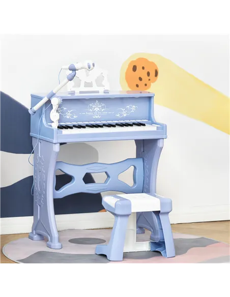 HOMCOM 37 Keys Kids Piano Mini Electronic Keyboard Light Kids Musical Instrument Educational Game Children Grand Piano Toy Set w