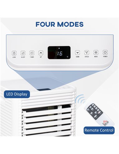 HOMCOM 9000 BTU Portable Air Conditioner for Cooling Dehumidifier Fan, Air Conditioning Unit, with Remote, 24H Timer, Window Mou