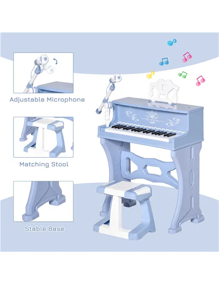 HOMCOM 37 Keys Kids Piano Mini Electronic Keyboard Light Kids Musical Instrument Educational Game Children Grand Piano Toy Set w