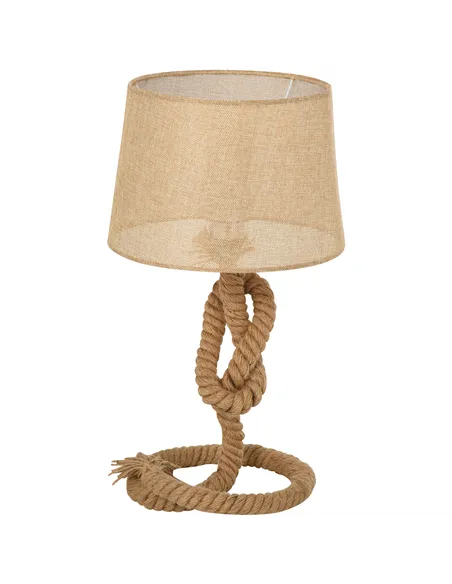 HOMCOM Nautical Style Table Lamp with Fabric Lampshade Metal Frame Power Switch, 48cm Home Desk Lamp Bedroom Living Room Study E