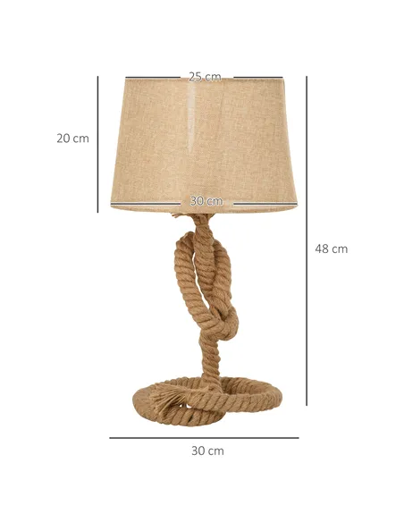 HOMCOM Nautical Style Table Lamp with Fabric Lampshade Metal Frame Power Switch, 48cm Home Desk Lamp Bedroom Living Room Study E