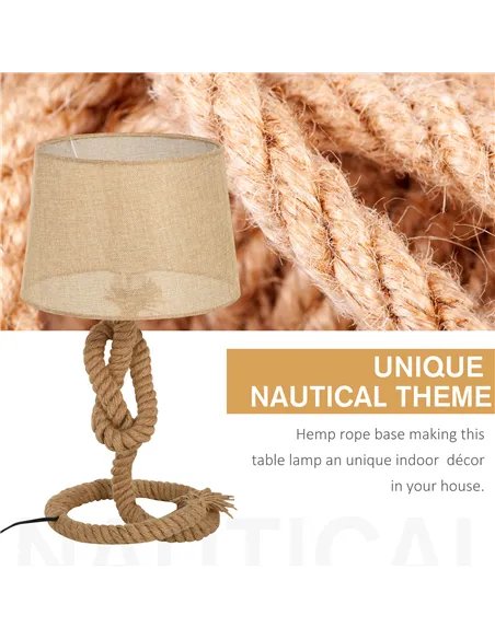 HOMCOM Nautical Style Table Lamp with Fabric Lampshade Metal Frame Power Switch, 48cm Home Desk Lamp Bedroom Living Room Study E