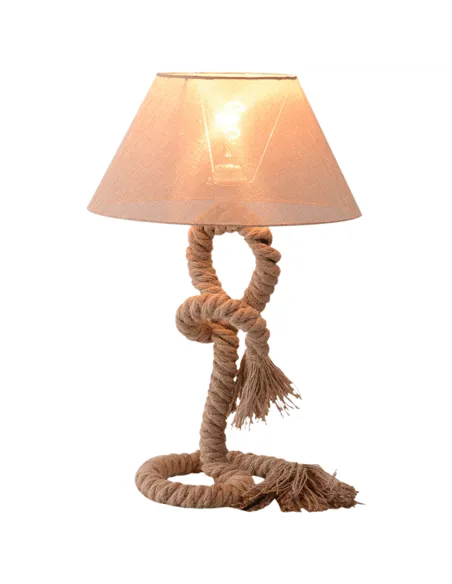 HOMCOM Table Lamp Bedside Light Indispensable Nautical Twisted Rope Glow E27 Bedroom Living Room Beige