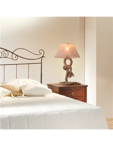 HOMCOM Table Lamp Bedside Light Indispensable Nautical Twisted Rope Glow E27 Bedroom Living Room Beige