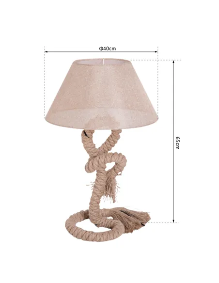 HOMCOM Table Lamp Bedside Light Indispensable Nautical Twisted Rope Glow E27 Bedroom Living Room Beige