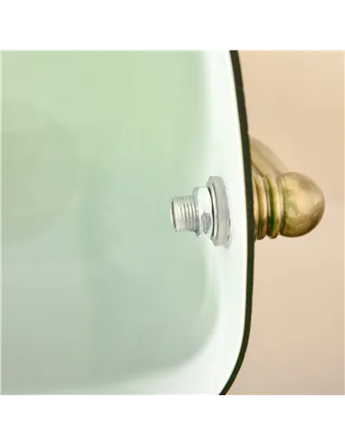 HOMCOM Banker's Desk Lamp with Antique Bronze Tone Base, Table Lamp with Green Glass Shade for Home Office, Green