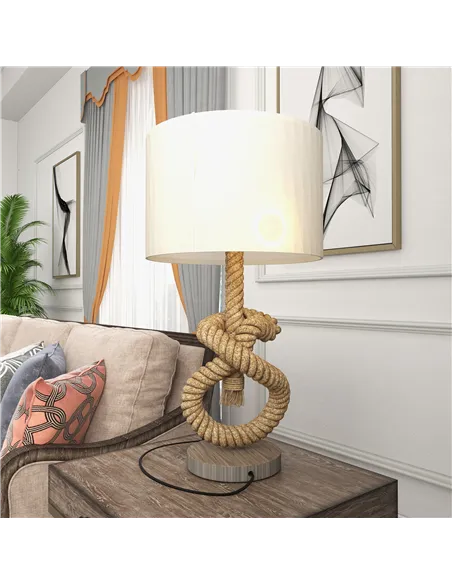 HOMCOM Nautical LED Table Lamp with USB Charging Port, Bedside Desk Lamp for Bedroom, Living Room, Home Office
