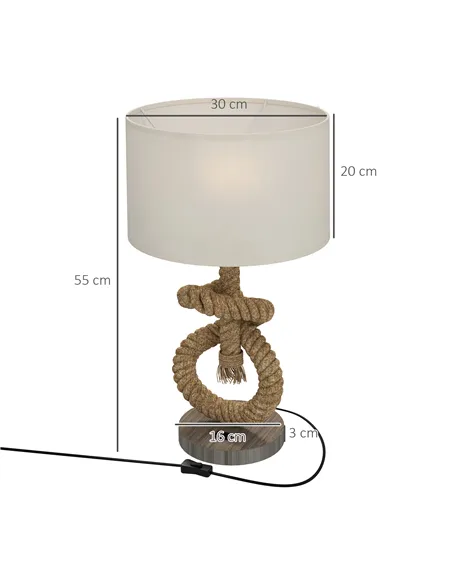 HOMCOM Nautical LED Table Lamp with USB Charging Port, Bedside Desk Lamp for Bedroom, Living Room, Home Office