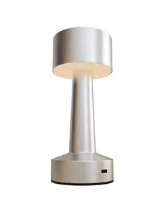 HOMCOM Cordless Table Lamp, Touch LED Desk Lamp with Rechargeable Battery, 3 Colour, for Bedroom Living Room, Silver