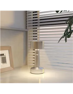 HOMCOM Cordless Table Lamp, Touch LED Desk Lamp with Rechargeable Battery, 3 Colour, for Bedroom Living Room, Silver 2