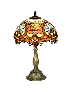 HOMCOM Stained Glass Table Lamp, Handcrafted Artisan Collectible, Suitable for Living Room and Bedside, Multi-Coloured, Ф31 x 48