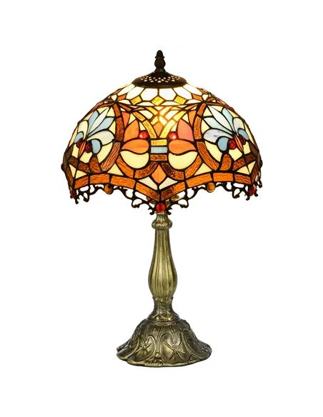 HOMCOM Stained Glass Table Lamp, Handcrafted Artisan Collectible, Suitable for Living Room and Bedside, Multi-Coloured, Ф31 x 48