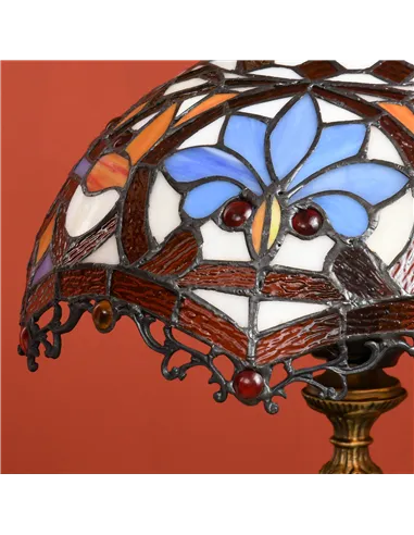 HOMCOM Stained Glass Table Lamp, Handcrafted Artisan Collectible, Suitable for Living Room and Bedside, Multi-Coloured, Ф31 x 48