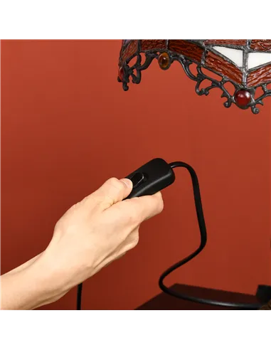 HOMCOM Stained Glass Table Lamp, Handcrafted Artisan Collectible, Suitable for Living Room and Bedside, Multi-Coloured, Ф31 x 48