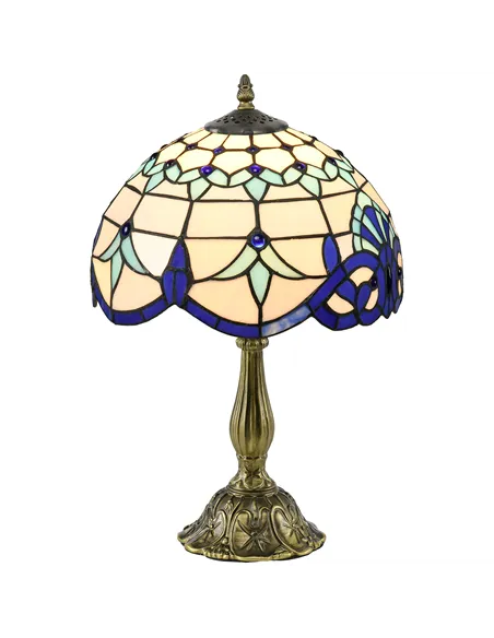 HOMCOM Stained Glass Table Lamp, Handmade Antique Bedside Lamp for Bedroom, Living room, Home, Nightstand, Decorative Night Ligh