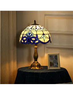 HOMCOM Stained Glass Table Lamp, Handmade Antique Bedside Lamp for Bedroom, Living room, Home, Nightstand, Decorative Night Ligh 2