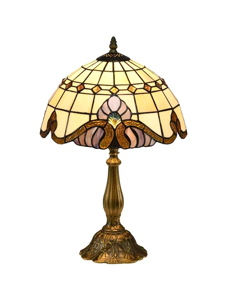 HOMCOM Stained Glass Table Lamp, Handmade Antique Bedside Lamp, Decorative Night Light for Bedroom, Living room, Home, Nightstan