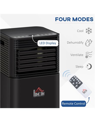 HOMCOM 7000 BTU 4-In-1 Portable Air Conditioner Unit Cooling Dehumidifying Ventilating  for Room up to 26m², with Fan, Remote, 2