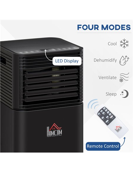 HOMCOM 7000 BTU 4-In-1 Portable Air Conditioner Unit Cooling Dehumidifying Ventilating  for Room up to 26m², with Fan, Remote, 2