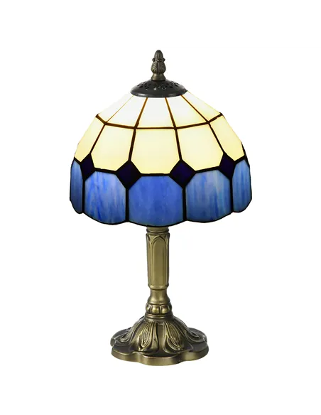 HOMCOM Handmade Stained Glass Table Lamp, Antique Bedside Lamp for Bedroom, Living room, Home, Nightstand, Decorative Night Ligh