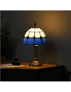 HOMCOM Handmade Stained Glass Table Lamp, Antique Bedside Lamp for Bedroom, Living room, Home, Nightstand, Decorative Night Ligh 2