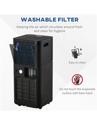 HOMCOM 7000 BTU 4-In-1 Portable Air Conditioner Unit Cooling Dehumidifying Ventilating  for Room up to 26m², with Fan, Remote, 2