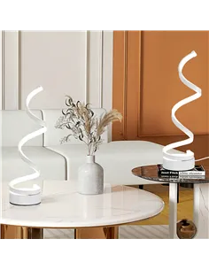 HOMCOM Set of 2 Modern Wave-Shaped LED Table Lamp with Round Metal Base for Living Room, Bedroom, White 2