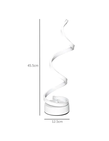 HOMCOM Set of 2 Modern Wave-Shaped LED Table Lamp with Round Metal Base for Living Room, Bedroom, White