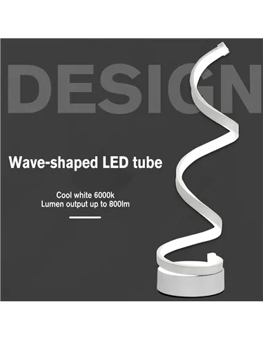 HOMCOM Set of 2 Modern Wave-Shaped LED Table Lamp with Round Metal Base for Living Room, Bedroom, White