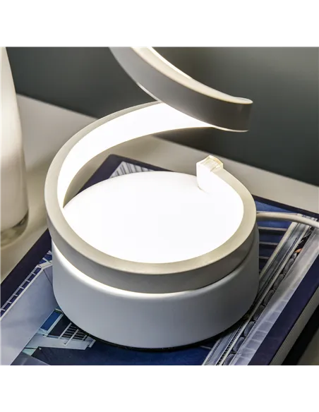 HOMCOM Set of 2 Modern Wave-Shaped LED Table Lamp with Round Metal Base for Living Room, Bedroom, White