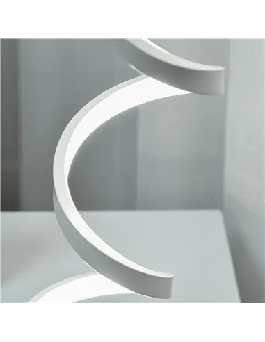 HOMCOM Set of 2 Modern Wave-Shaped LED Table Lamp with Round Metal Base for Living Room, Bedroom, White