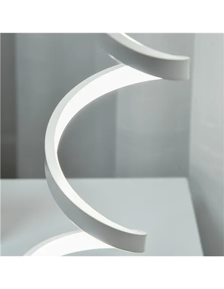 HOMCOM Set of 2 Modern Wave-Shaped LED Table Lamp with Round Metal Base for Living Room, Bedroom, White