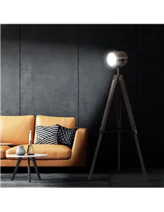 HOMCOM Industrial Tripod Floor Lamp, Nautical Searchlight with Adjustable Height, Wood Legs, E14 Lamp Base for Living Room, Bedr 2
