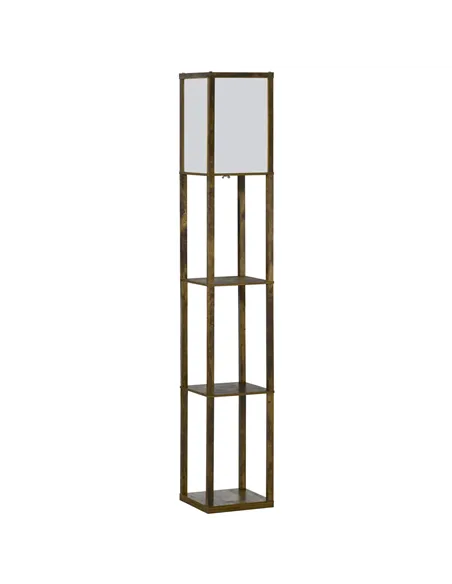 HOMCOM 3-Tier Floor Lamp, Floor Light with Storage Shelf, Reading Standing Lamp with Acrylic Shade for Living Room, Bedroom, Kit