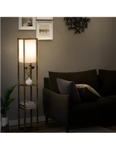 HOMCOM 3-Tier Floor Lamp, Floor Light with Storage Shelf, Reading Standing Lamp with Acrylic Shade for Living Room, Bedroom, Kit 2