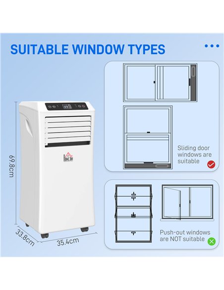 HOMCOM 10000 BTU Air Conditioning Unit, 3-in-1 Portable Air Conditioner, Dehumidifier, Cooling Fan with Remote Control, Digital 