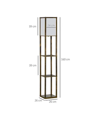 HOMCOM 3-Tier Floor Lamp, Floor Light with Storage Shelf, Reading Standing Lamp with Acrylic Shade for Living Room, Bedroom, Kit
