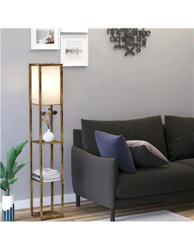 HOMCOM 3-Tier Floor Lamp, Floor Light with Storage Shelf, Reading Standing Lamp with Acrylic Shade for Living Room, Bedroom, Kit