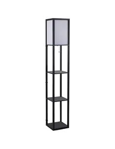 HOMCOM Floor Lamp with Shelves and Top Light, Modern Corner Standing Lamp for Living Room, Bedroom, Bulb not Included, Black