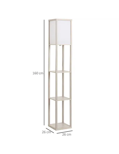 HOMCOM 3-Tier Floor Lamp, Floor Light with Storage Shelf, Reading Standing Lamp with Acrylic Shade for Living Room, Bedroom, Kit